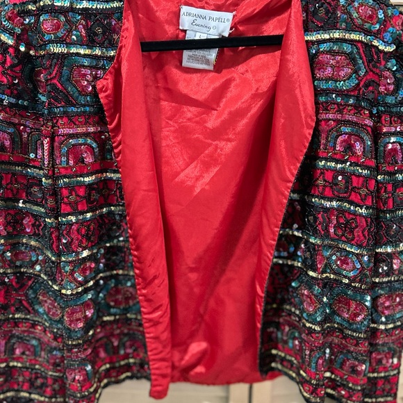 Fabulous vintage sequins jacket from Adrianna Papell in red. Size large. - Picture 5 of 13